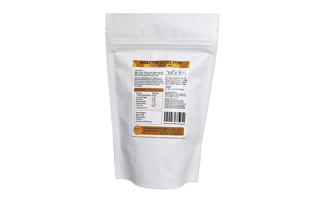 Smackys Roasted Bajra Puff (Pearl Millet)   Pack  127 grams